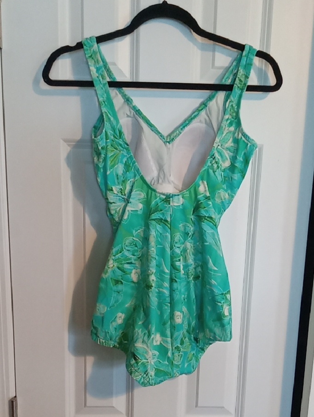 Floral Ruched One-Piece Swimsuit - Green - Picture 3 of 5